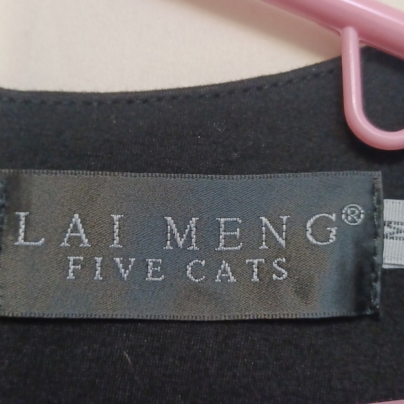 LAI MENG FIVE CATS Elegant Black Floral Embroidered Dress - Picture 5 of 13